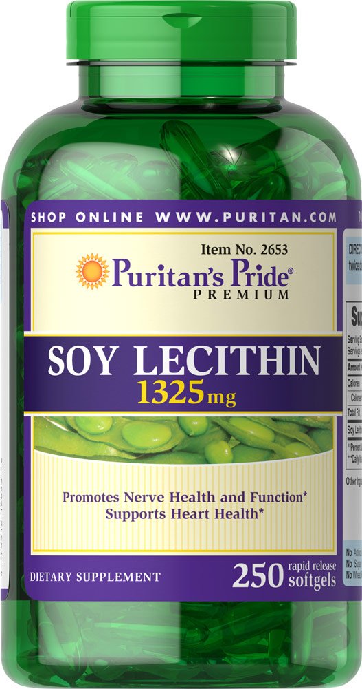 Puritan 's Pride Soy Lesithin 1325 mg, Heart Support, 250 Count, Natuulse Ad 410