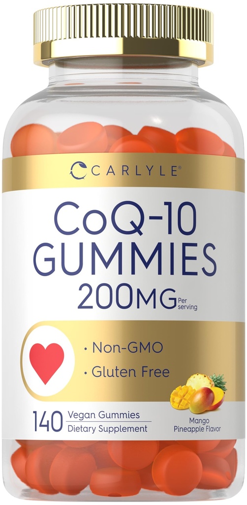 Carlyle CoQ10 200 mg Gummies 124; 140 Count 124; Mangga Pineapple Flavor 124; Vegan, Non-GMO, Gluten Free Supplemen