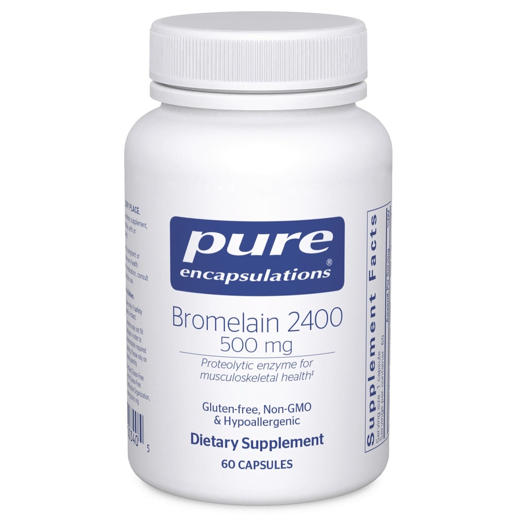 Encapsulasi Murni Bromelain 2400 500 mg - untuk Dukungan Digetical & Musculoskeletal Kesehatan - Pendukung Joints & Muscle Recovery * - Protolytic Enzymes - Vegan - 60 Capsules