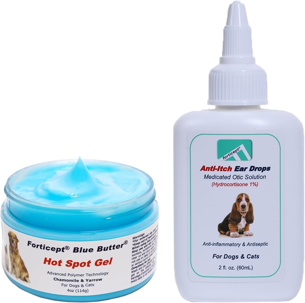 Blue Butter Hot Spot Treatment Cream 4oz for Dogs and Ear Infeksi Treatment Drops 2oz for Dogs