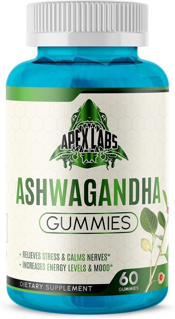 Ashwagandha Gummies - 60 Count - Campuran Berry, KSM-66, Vegan, Plant Based, Non-GMO, Gluten- Free & gelatin Free Relax