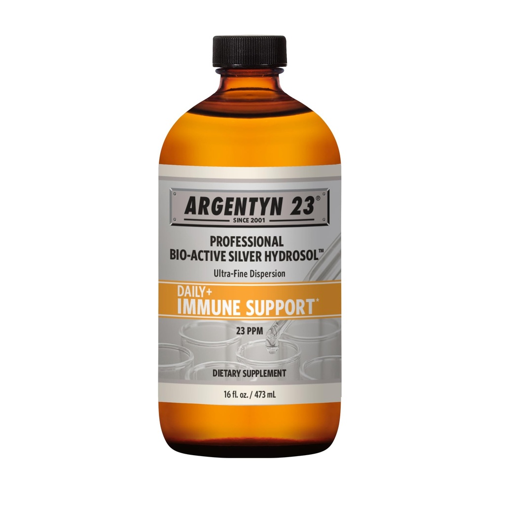 Argentyn 23 Professional Immune Support - Colloidal Silver, Bio- Active Silver Hydrosol, 23 plum, Liquid Twist Top, 16 Fl Oz (473 mL)