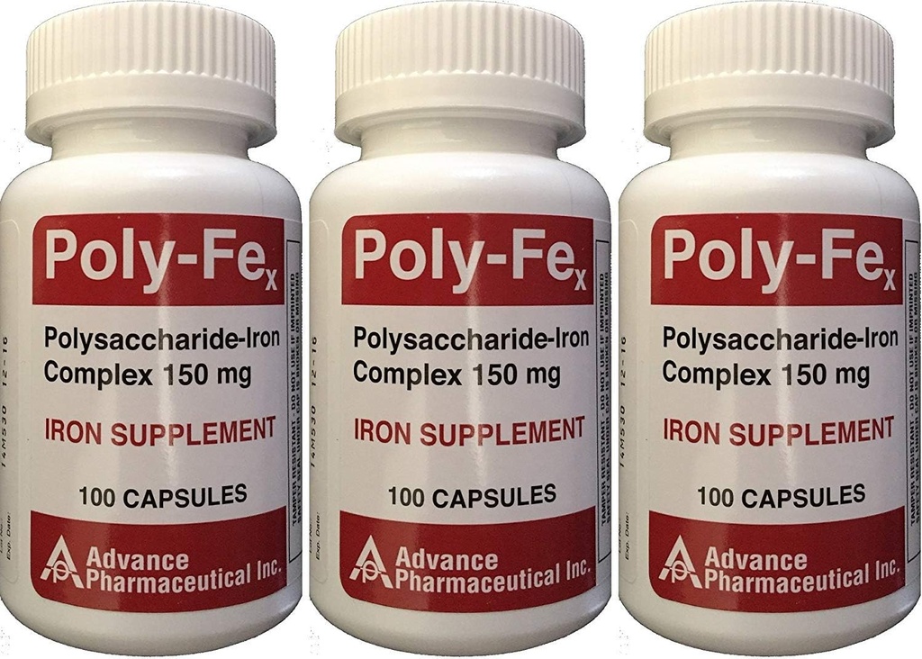 Polysaccharde Iron Complex 150 mg Capsules Iron Suplement 100 Capsules per Sepak Botol 3 Total 300 Kapsul