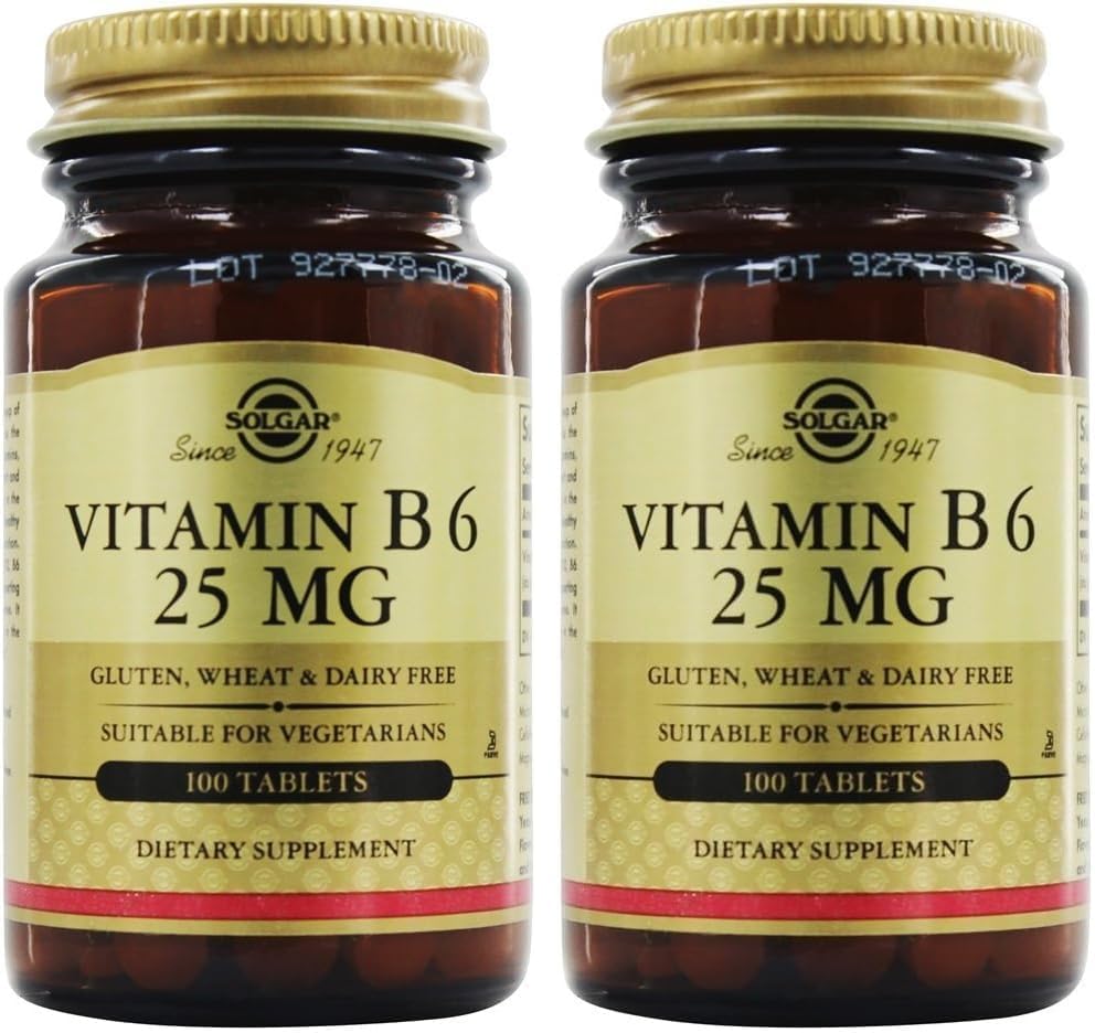 SOLGAR Vitamin B6 25 Mg, 100 Tablet, 100 Cacah (Paket 24)
