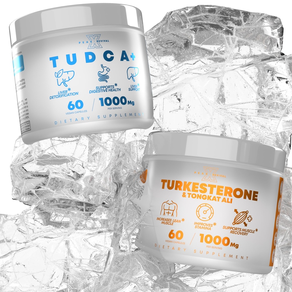 TUDCA + 100mg Tambahan Salt Bile untuk Dukungan Hati + Turkesteron & Tongkat Ali 100mg Increase Stamina (60 Capsules)
