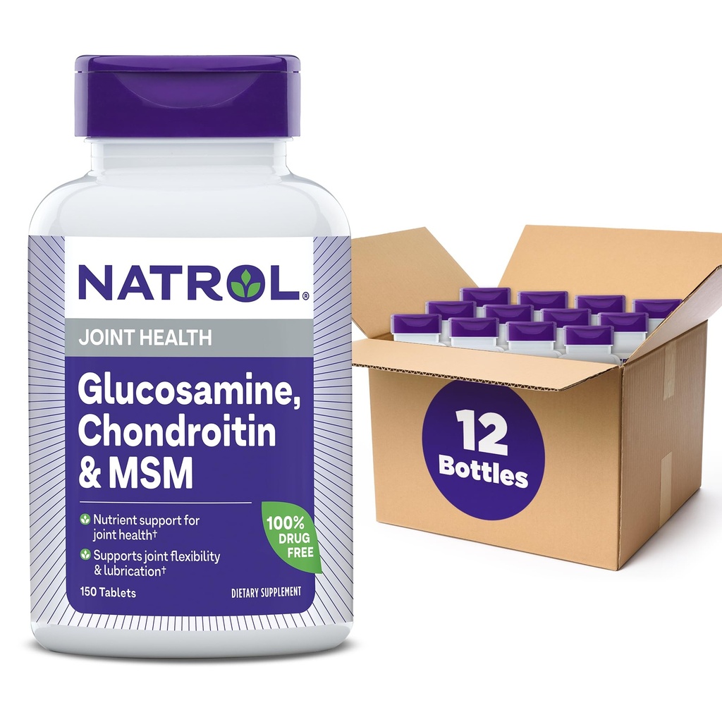 Natrol Glucosamine Chondroitin dan MSM Tablet, 150- Count (Paket 12
