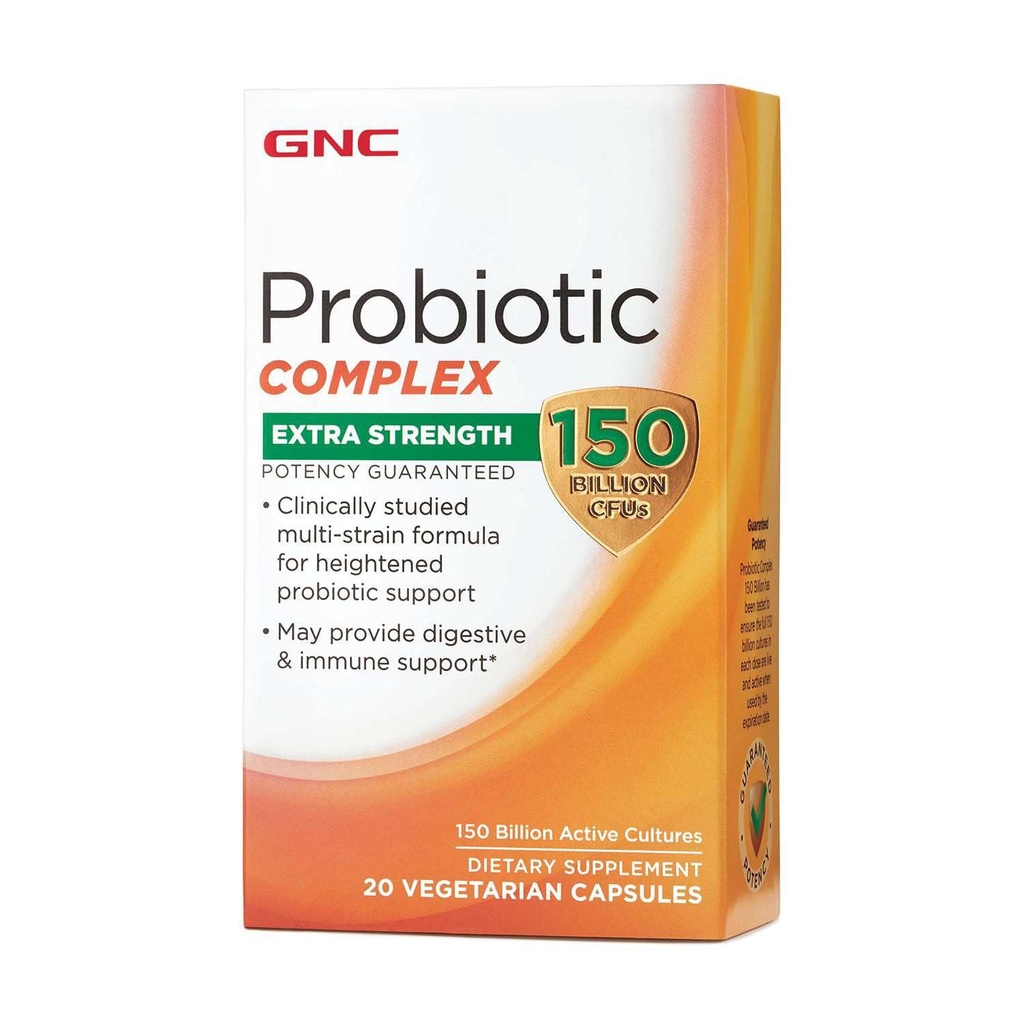Kompleks Probiotik GNC Ekstra Kekuatan dengan 150 miliar CFUs, 20 Kapsul, Dukungan Probiotik Harian