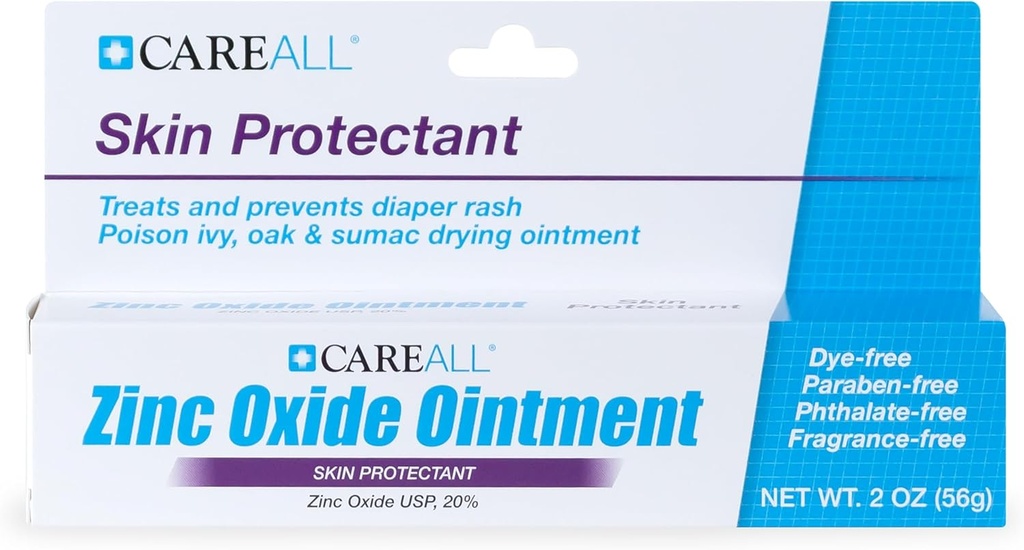 CareAll Zinc Oxide 20% Skin Protectant Barrier Ovoire oz, Relieves, Treats dan Prevents Minor Skin Irrities karena Diaper Rash. Membantu Seal Out Wetness. Pelindung Chafed Skin.