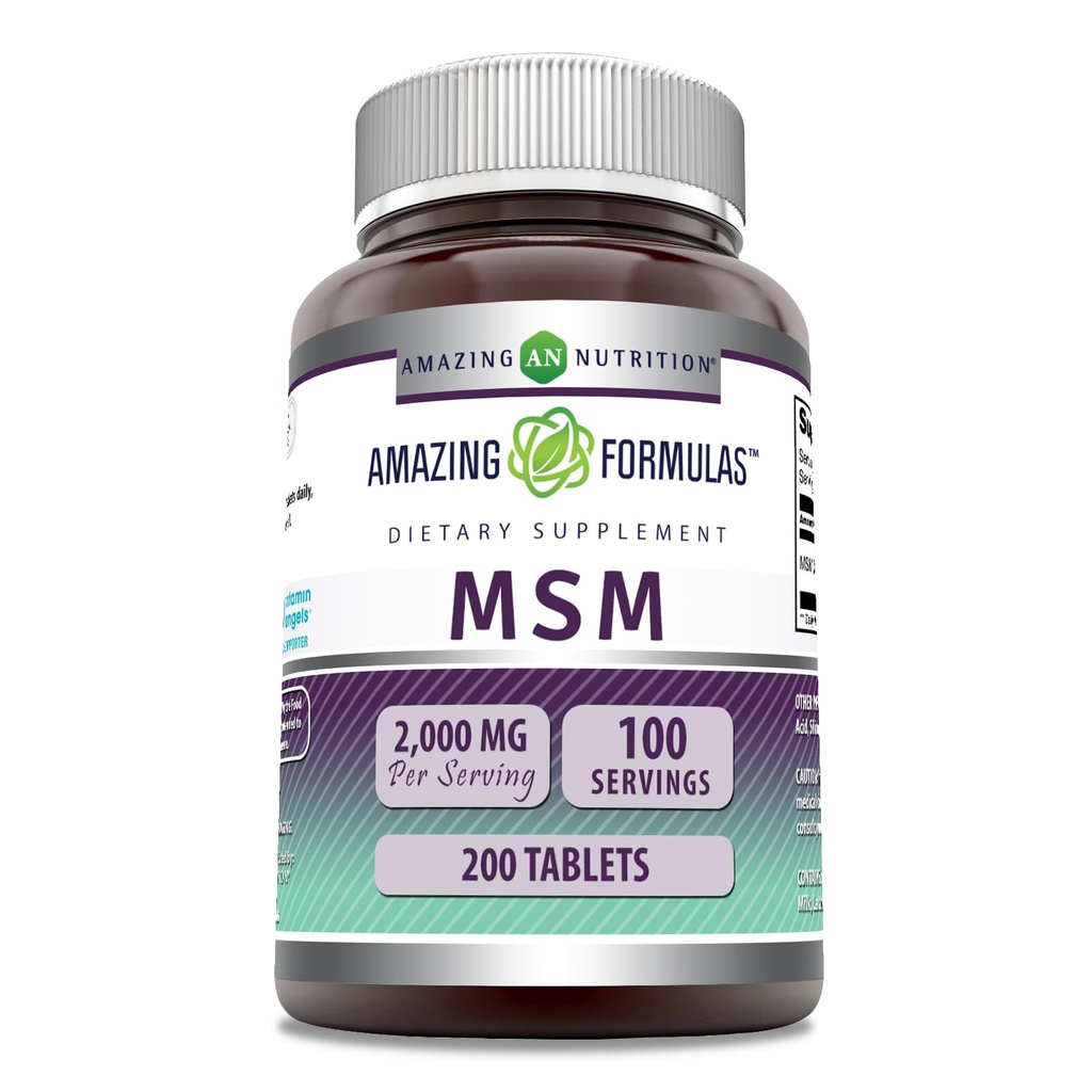 Amazing Formulas MSM (Methylsulfonymetana) Supplemen 124; 1000 Mg Per Serving 14; 200 Tablet 14; Non-GMO 124; Gluten Free 124; Made in USA