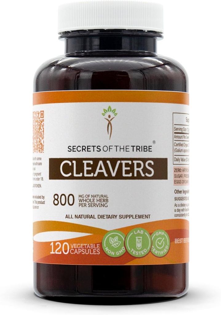 Rahasia Suku Cleavers 120 Capsules, 800 mg, Cleavers (Galium aparine) Ramuan kering (120 Kapsul)