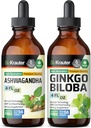 BIO KRAUTER Ashwagandha Ticture 4 Fl Oz. & Ginkgo Biloba Ticture 4 Fl Oz.