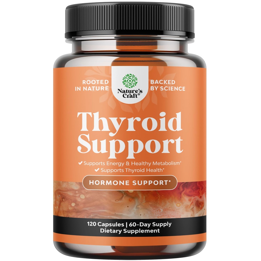Herbal Thyroid Support Complex - Venable Kelp Iodin Suplement with L Tyrosine, Bladderwrack, Selenium & Pure Ashwagandha for Hormone Saldo - Mood & Energy Dietary Pills - 120 Halal Capsules