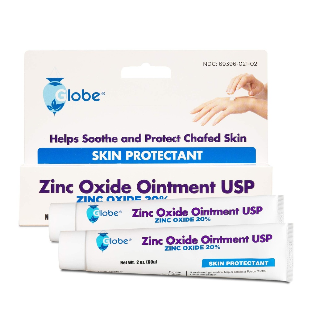 (2 Kemas) Globe Zinc Oxide Oxide 20%, 2 Ounce Taut (Total 4 oz) Advanced Skin Protection, For Diaper Rash, Relief From Poison Ivy, Sumac & Oak, Protects From Wetness, Protect Chafed Skin