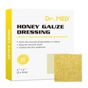 Dr. Med Honey Gauze Dressing, 2 "x 2" (10 PCS / Box) Honey Medical Bandage Wound Patch for Minor Abrasions, Cuts, Lacerations, Scald and Burns for Wound Healing, Chemical and Drug Free