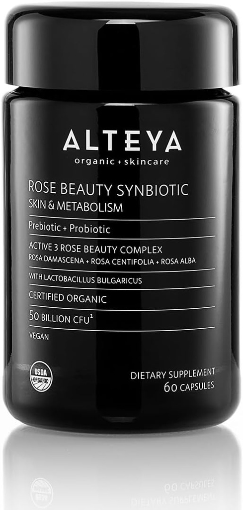 Alteya Organics Beauty Pregnanus + Proype dan Rose Extracts, Skin Beauty from Within Suplement, 50 Milyar CFU & Laciillus Bulgaricus for Face and Metabolisme - 60 Capsules