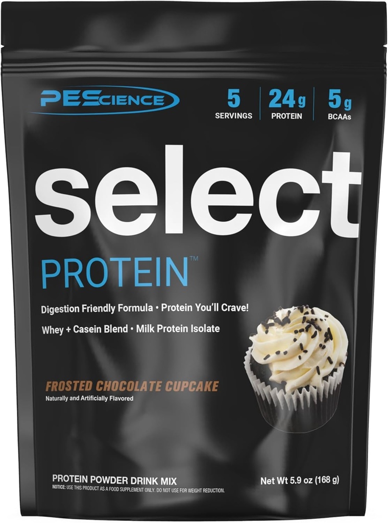 Pescience Pilih Powder Protein, Whey dan Casein Blend, Serbuk Protein Bersih untuk Perempuan dan Pria, Low Calorie, Rendah Carb, Keto Friendly, Gluten Free - Frosted Chocolate Cupcake - 5 Servings