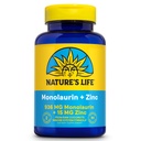 Nature 's Life Monolaurin Plus Zinc Immune Suppplement - 936mg Monolaurin dari Raw Coconuts, Zinc 15mg, Supports Gut Health, Balanced Gut Flora, 60- Day Affitee, 45 Serv, 90 Vegetarian Capsules