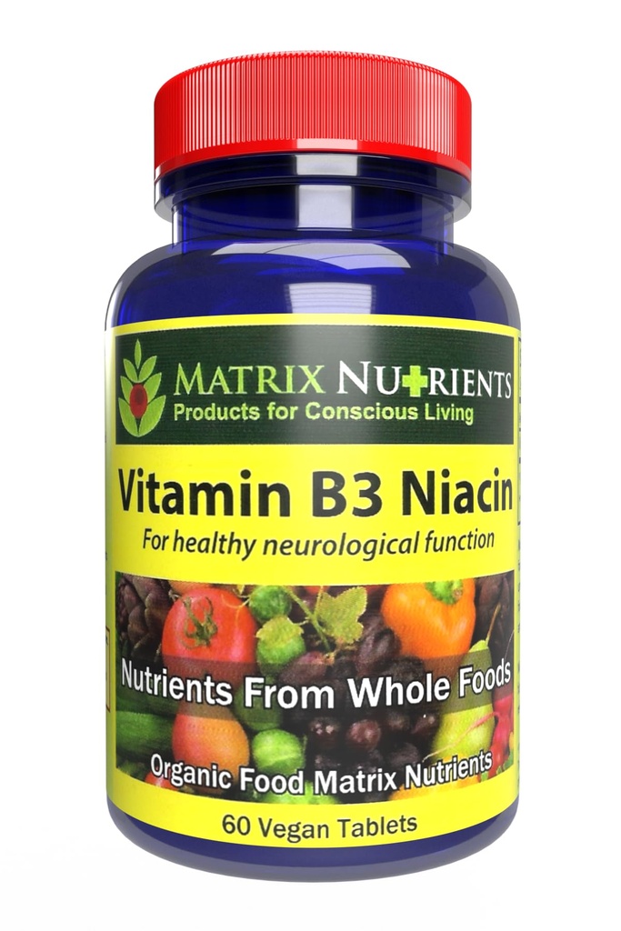 Vitamin B3 NIASIN - Digetical, Heart dan Imune Dukungan! - 100% Organik - Juga Improve Fungsi Otak, Energi dan Mengurangi Stres - Tablets Vegan (60ct)