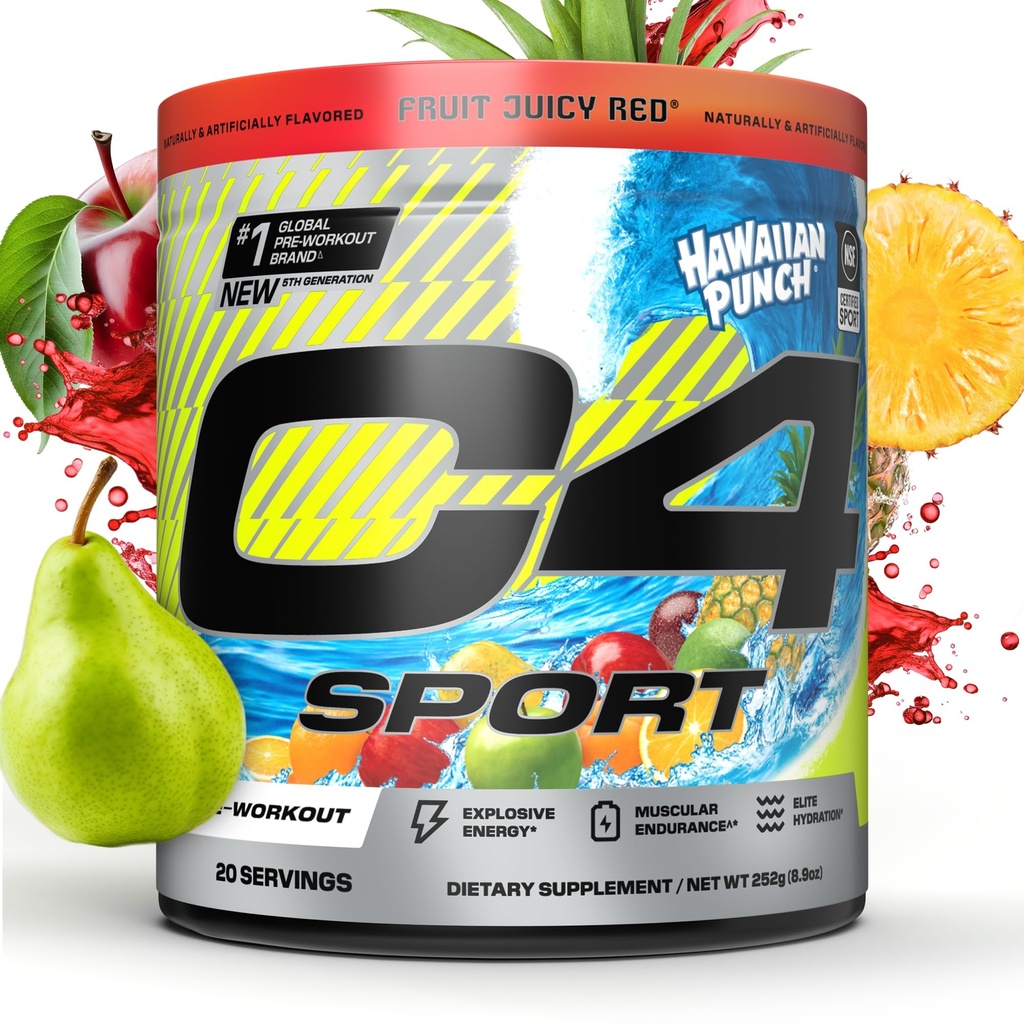 Selucu C4 Sport Pra Workout Powder - NSF Bersertifikat untuk Sport - Hidration Elite - Kafein 200 mg + Creatine + Beta- Alanine - Electrolites dan Suplemen Energi - Hawai Hawaii, 20 Hamba