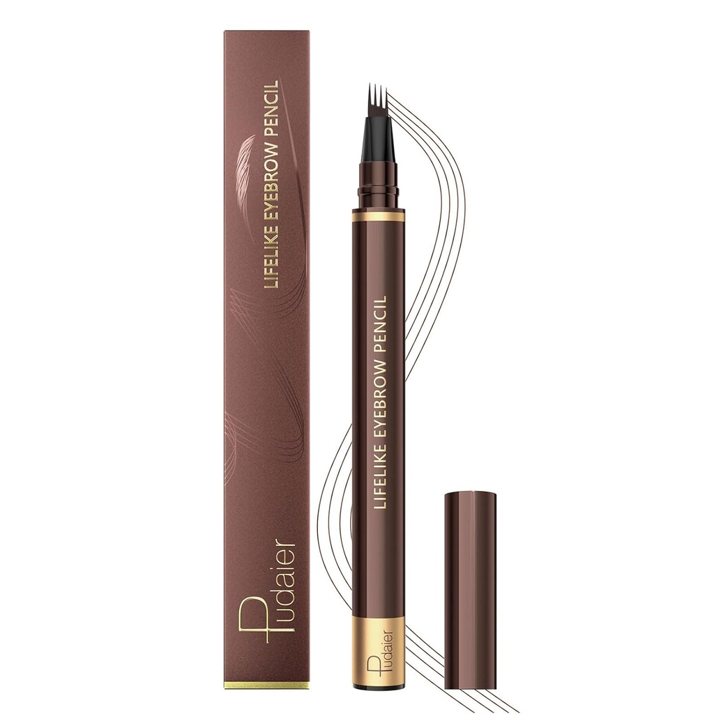 Microblading Eyebrow Pen, Magic Eyebrow Pencil for Women with 4 Fork Tip, Waterproof Brow Makeup Pen, Iooking, Hair Like Strokes, Long Mengenakan