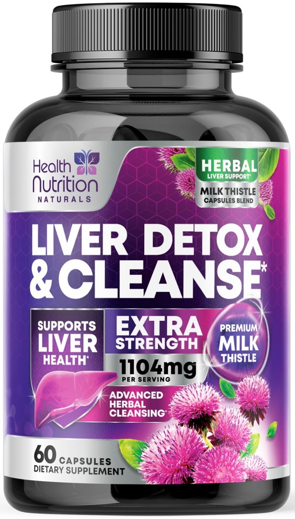 Gentle Liver Cleanse Detox & Repair Formula - Advanced Liver Support with Silymarin Milk Thistle, Dandelion Root, Artichoke Extract, Turmeric, Choline, & Beetroot - 60 Vevgie Capsules