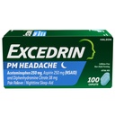 Excedrin PM for Headache Relief, Acetaminhen 250mg, Aspirin 250mg, Diphenhydramine Citrate 38mg, Pain Reliever, Nighttime Sleep-Aid, 100 Count