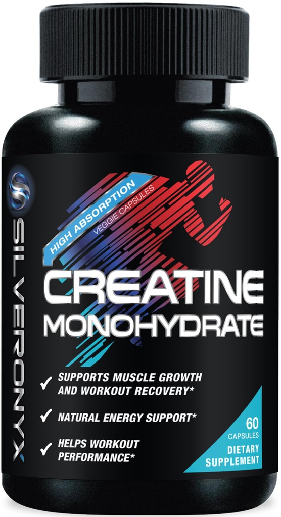 Creatine Monohydrate Capsules 3000mg - Micronized Creatine Nutrition Suplemen - Lean Muscle Growth, Performance Kerja, Dukungan Energi & Endurance - 750mg per Tinggi Absorpsi Capsule - 60 Count