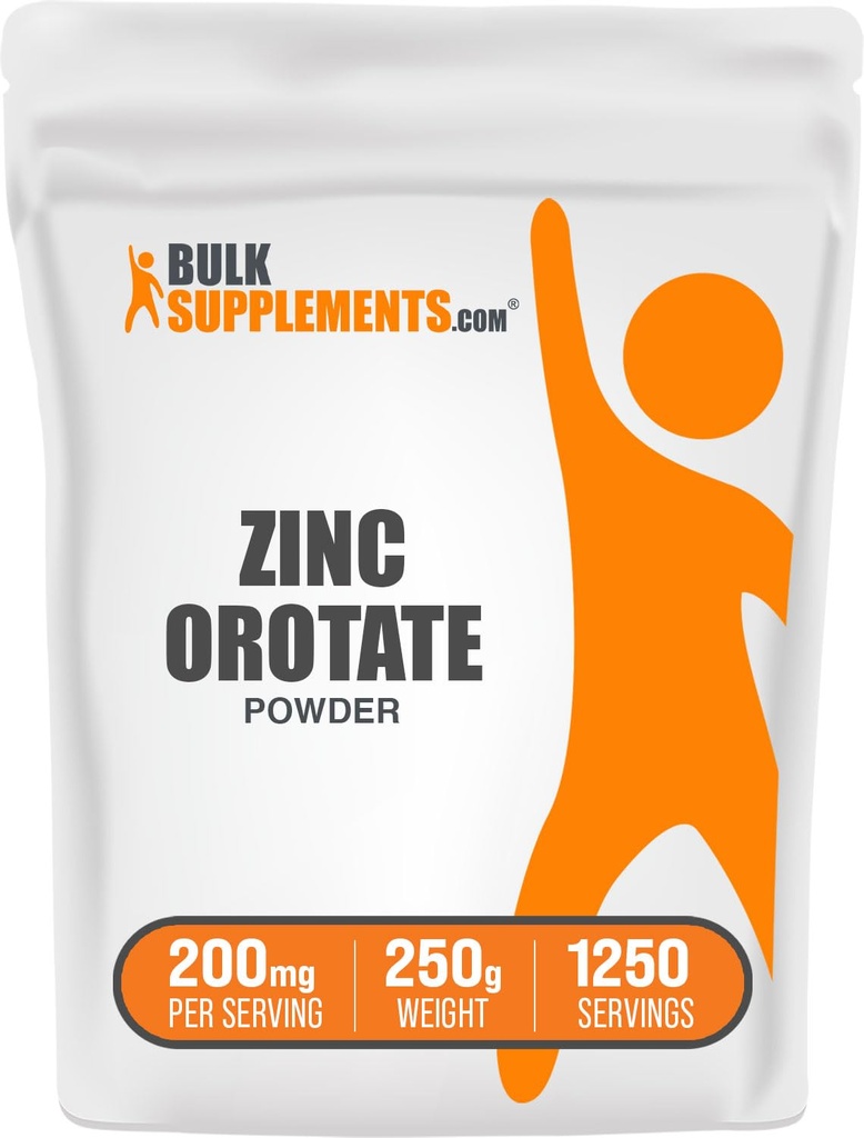 BulkSuplements.com Zinc Ocpin Powder - Zinc Mineal Suplemen, untuk Dukungan Imune - Gluten Free, 200mg per Serving, 250g (8.8 oz) (Paket 1)