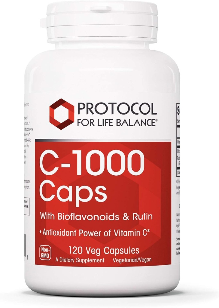 Protokol untuk keseimbangan kehidupan - C-1000 Caps dengan Bioflavonoid dan Rutin - Antioksidant Power of Vitamin C, Menyediakan Sistem kekebalan Kesehatan, Menyediakan Perlindungan Sel - 120 Veg Capsules