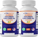 Vitamatic 2 Pack Islandia Cod Liver Capsules 1250mg 120 Softgels (Lemon Flavor) - Promodes Cardiovaskular Health