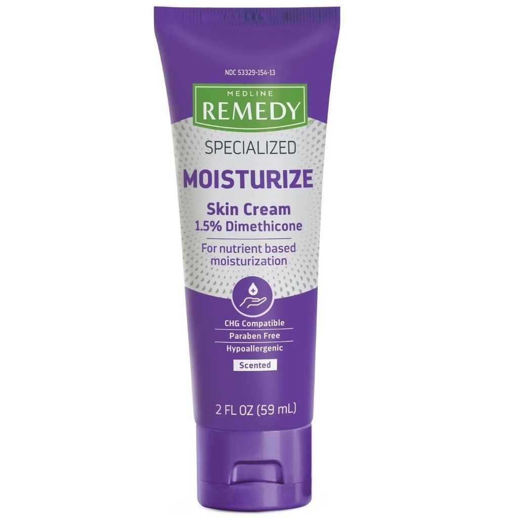 Medline Remedy Specialized Skin Cream (2 oz Tube), Scented, 1.5% Dimeticon, Nanshing Moisturizer untuk Dry Skin, Sulfate- Free, Paraben-Free, Hipoallergenic Body Cream, Daily Lotion for Dry Skin