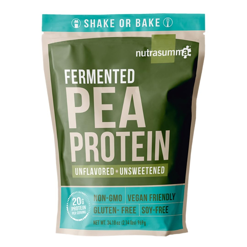 Nutrasumma Pea Protein Powder, Unflagranted and Unsweetened Sugar Free Vegan, 100% Plant Based, Non GMO, Gluten Free & Soy Free, 2.14 LB
