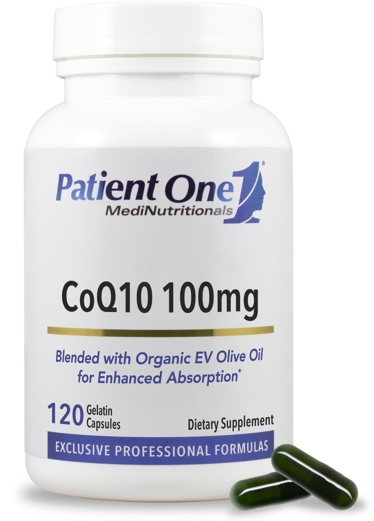 Pasien Satu Koenzim Q10 (CoQ10) 100 mg 124; Antioksidant Suplemen untuk Mendukung Kesehatan Hati dan Vaskular * 124; dengan Organik Olive Oil 124; 120 Kapsul