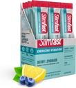 SlimFast Hydration Packet, Intermittent Fasting Electrolytes, Drink Mix Packets, Intermittent Fasting Powder, Energy Powder Drink Mix, Caffeine, Electrolites for Hydration, Berry Lemonade (12 Count)