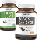 Olive Leaf & Black Seed Oil (3-Month Suply) Daun Bundle of Olive Leaf Extract (120 Capsules) Super Power dan Minyak Benih Hitam (180 Kapsul) Dingin menekan Nigella Cumin Benih Cumin Nitiva Cumin