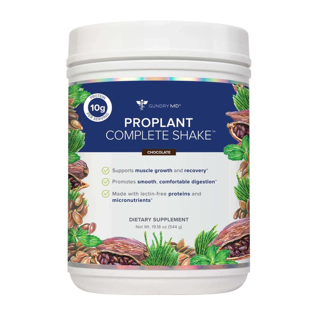 Gundry MD ® Pro Plant Complete Shake ™ High- Fiber Plant Protein Blend, 20 Servings (Chocolate)