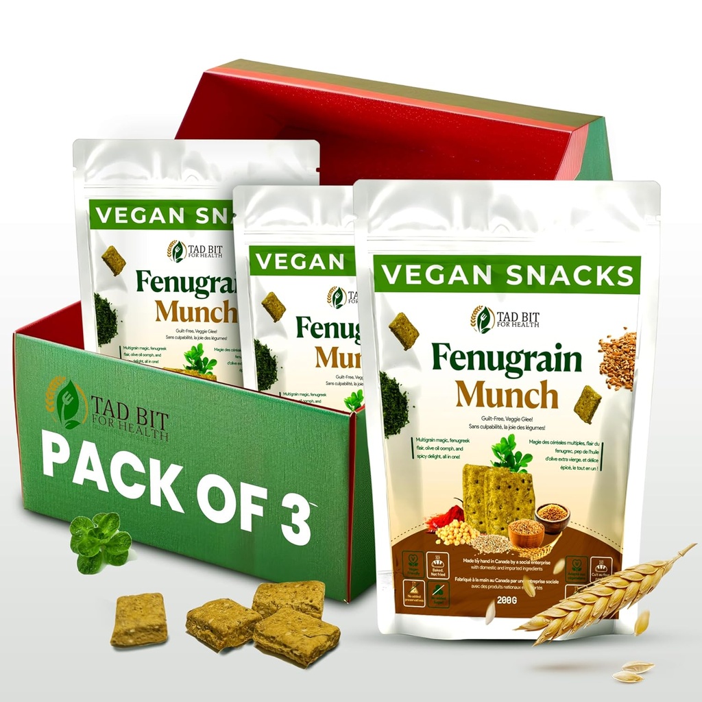 Tad Bit 's Fenugrain Munch 124; Premium Indian Handmade Salty Vegan Biskick Scrack Scracks