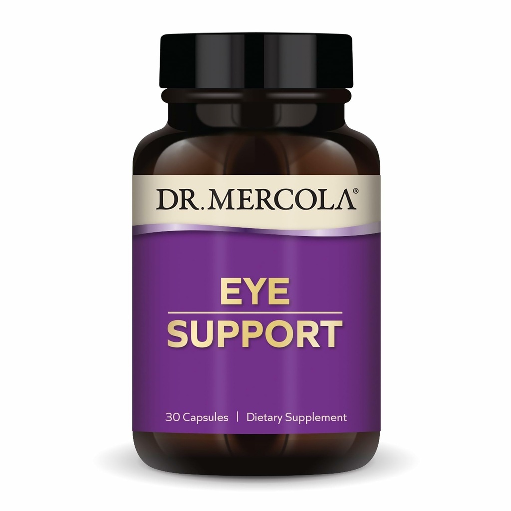 Dukungan Dr. Mercola Eye - Supports Eye & Vision Health - with Lutein, Dalxanthin, Organic Astaxanthin & Black Currant - Non-GMO, Gluten- Free & Soy Free - 30 Kapsul (30 Pelayan)