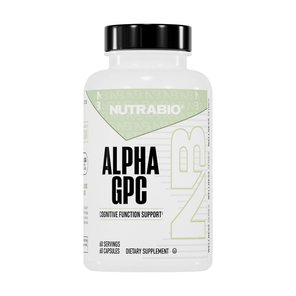 NutraBio Alpha GPC, Dukungan Otak & Peningkatan Fungsi Memori, 300mg - 60 Capsules Vegetable