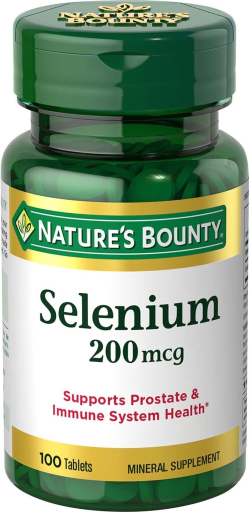 Nature 's Bounty Selenium, Mendukung Prostate dan Immune System Health, 200 mcg, 100 tablet