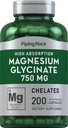 Piping Rock Magnesium Glycinate Capsules 124; 750mg 124; 200 Pil £124; Layanan Suplemen 12.4; Absorpsi Tinggi 124; Non-GMO dan Gluten Bebas