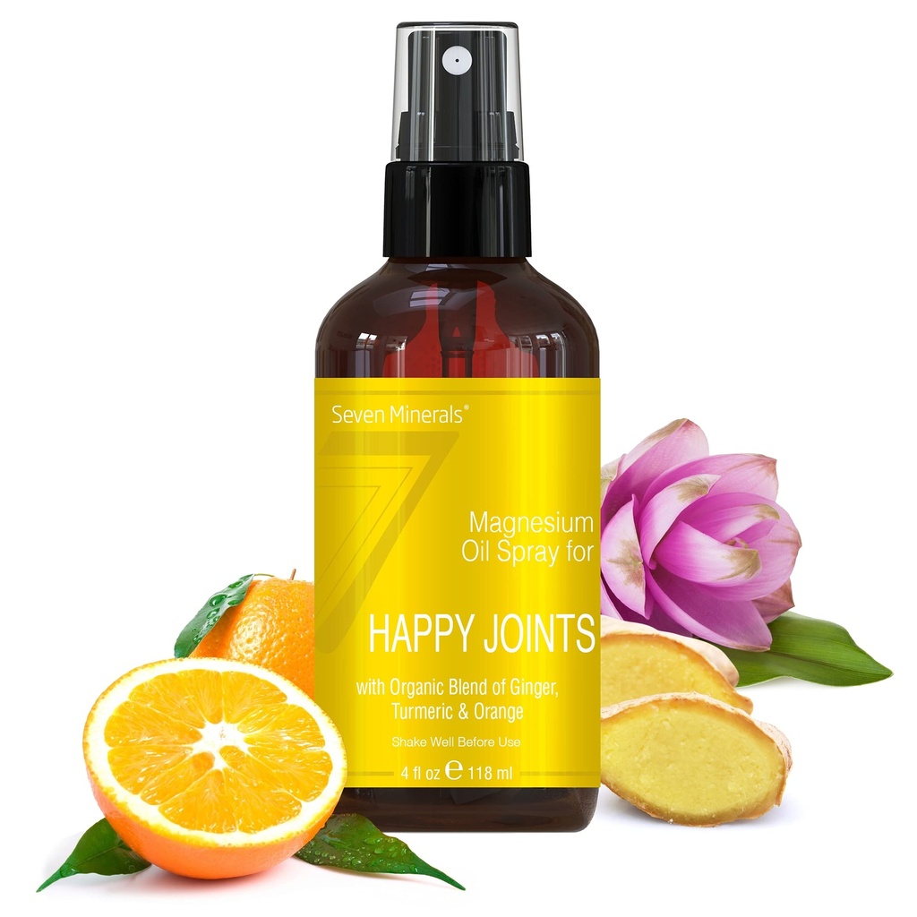 Tujuh Mineral, Magnesium Happy Joints Spray - USA Kuat Membuat Magnesium Oil Blend dengan Estimilar (Turmeric, Ginger dan Orange)