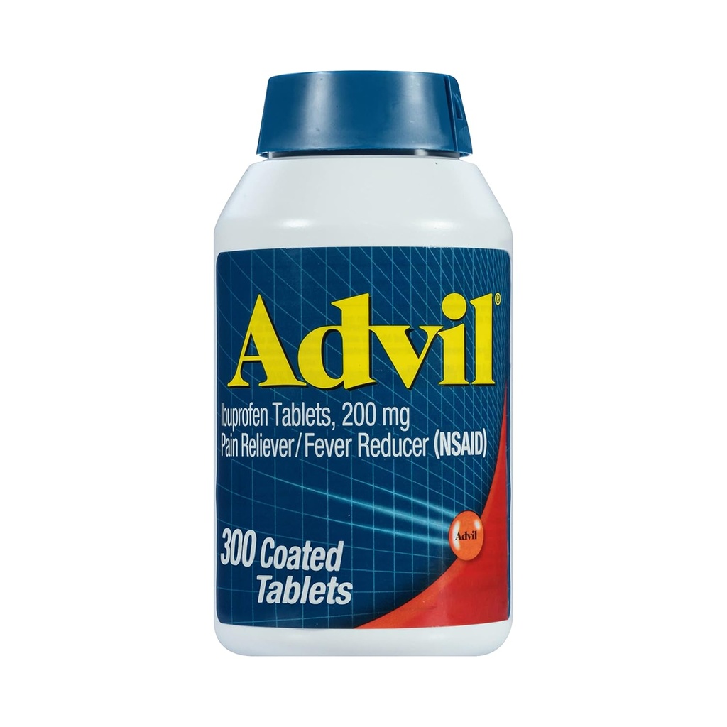 Advil Pain Reliever and Fever Reducer, Pain Relief Medicine with Ibuprofen 200mg for Headache, Backache, Menstrual Pain and Joint Pain Relief - 300 Talet berlapis