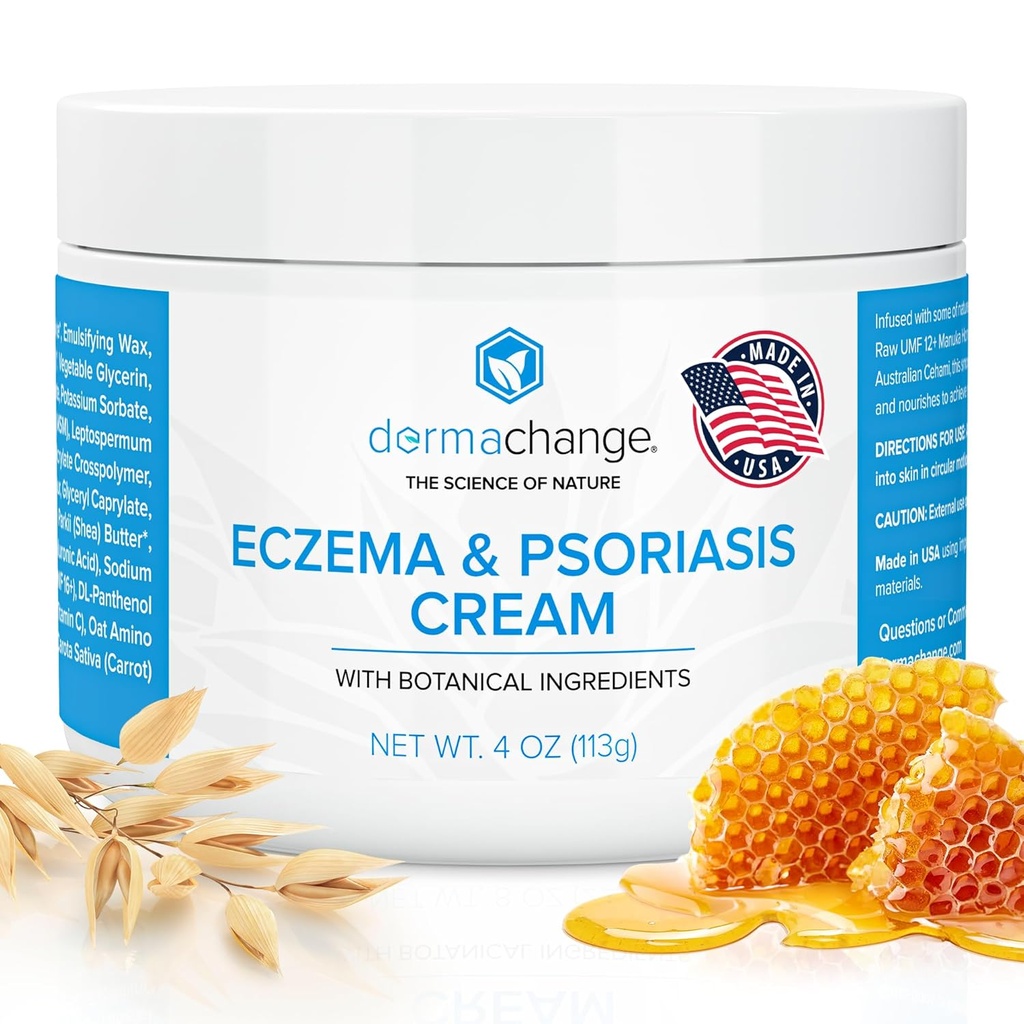 Eczema & Psoriasis Cream for Dry and Itchy Skin - Seborheeciic Dermatitis Face Cream - Soothing & Hydrating - Manuka Honey & Shea Butter