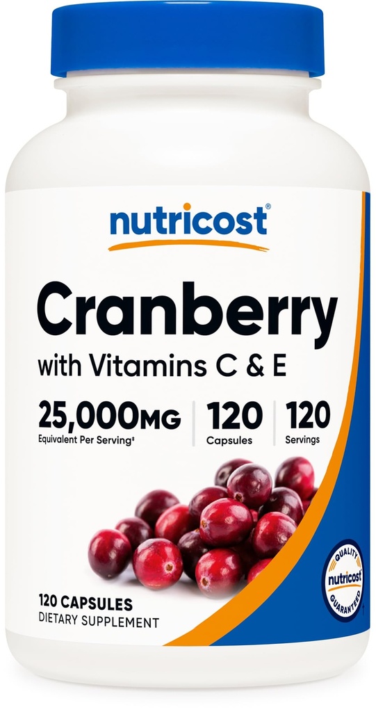 Nutricost Cranberry Extract (25.000mg) (120 Capsules) dengan Vitamin C & Vitamin E
