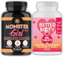 Suplemen Pemujaan Wanita Bundle: Gadis Monster N.O Nitric Oxide Booster 60ct + Creatine Complex Tablets 90ct 2 Botol Total