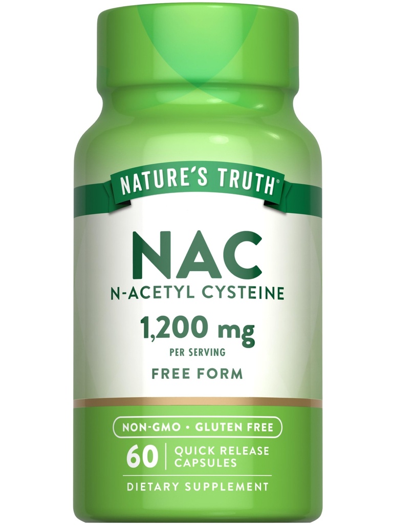 Asetil Cysteine 124; Formulir Bebas Amino Acid 124; 1200 mg 124; 60 Capsules 124; Non-GMO dan Gluten Free Suplemen