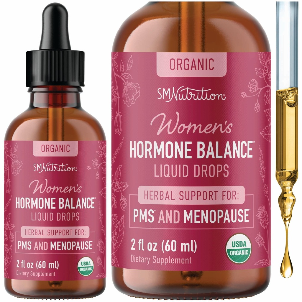 Hormone Balance Liquid Drops 126; with Black Cohosh, Stinging Nettle, Red Raspberry Leaf, Chastberry & More 14; Menopause, Hot Flash, & PMS Relief Menstrual Herbal Support Tincture 124; Vegan Formula 1254; 2oz