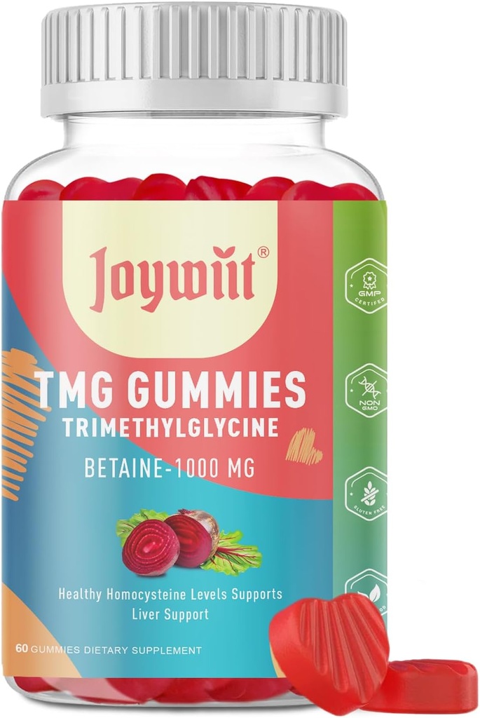 Tmg Trimethylglycine Gummies Supplemen 1000mg Betaine Anhydrous Tmg Gummies, Homacysteine Levels, Energy, Methylation & Imune Dukungan, Kesehatan Hati, Gluten Bebas, 60 Ct