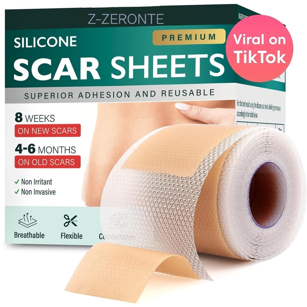 Silicone Scar Sheets, Silicone Scar Tape (1.6 "x 120" Roll-3M), Bisa digunakan kembali dan Efektif Scar Removal Sheets, Silicone Scar Removal Sheets untuk Scar Bedah, Healing Keloid, C-Section, Tummy Tuck